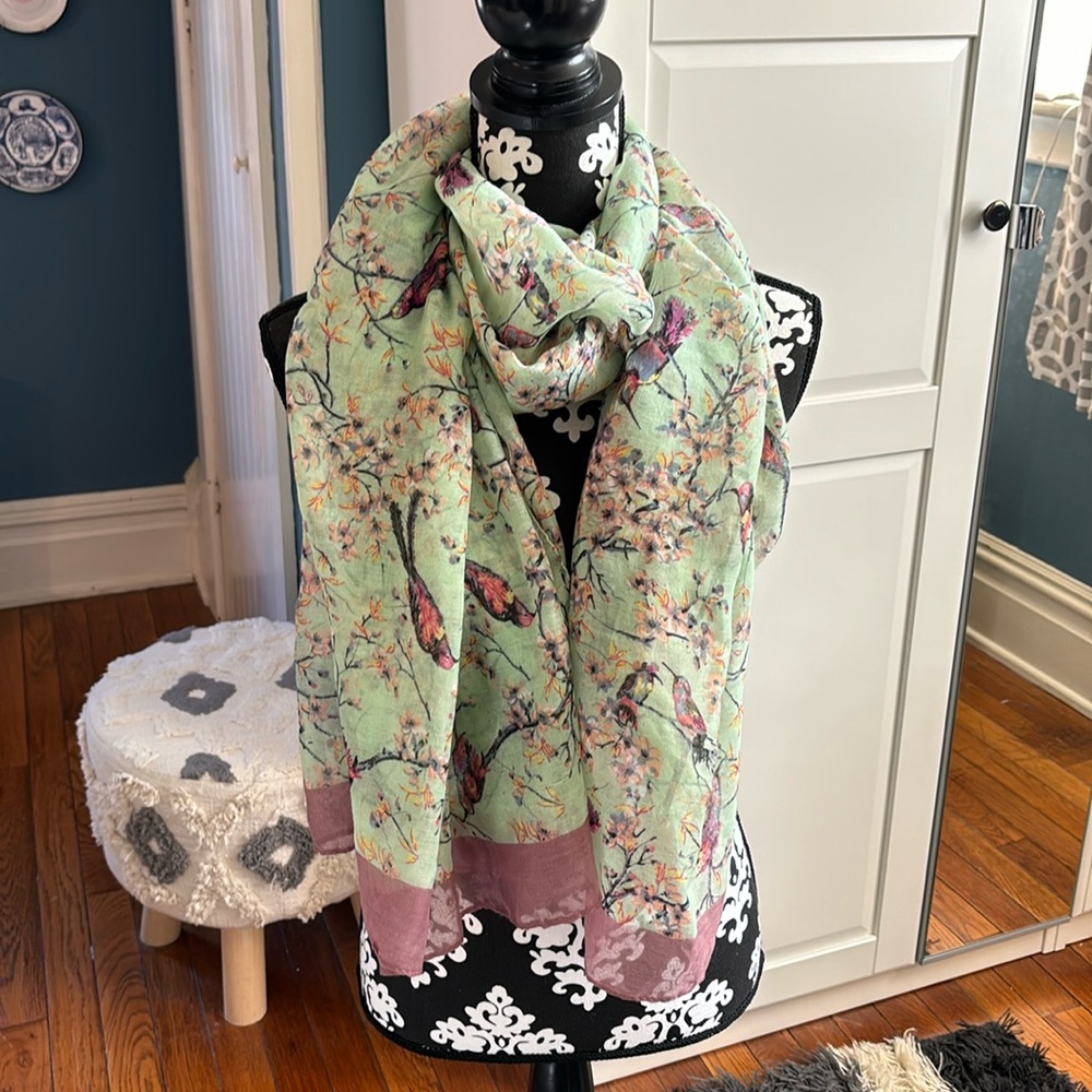 Floral and Birds Scarf
